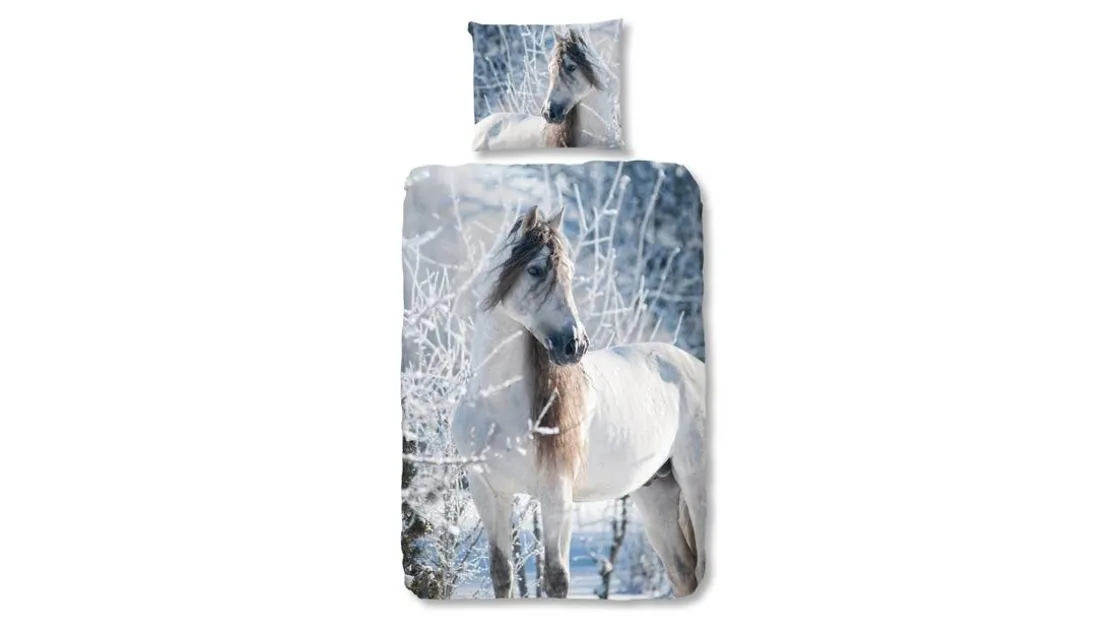 White Horse flanel dekbedovertrek